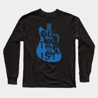 Guitarist Electric Guitar Body Blue Color Long Sleeve T-Shirt